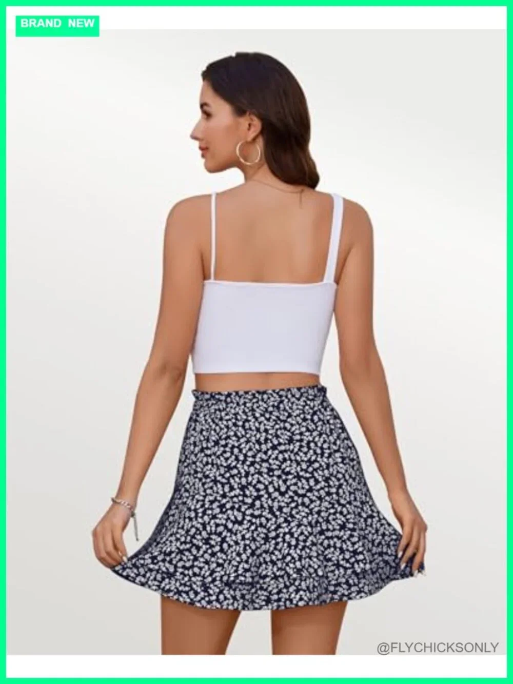 Floral Chiffon Ruffle Skort with Built-in Shorts and Pocket